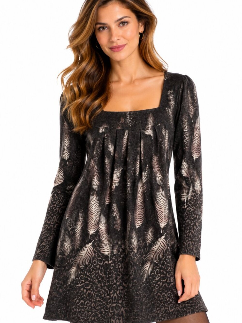 Cathaya Square Neck Tunic Top / Mini Dress - Women's Large